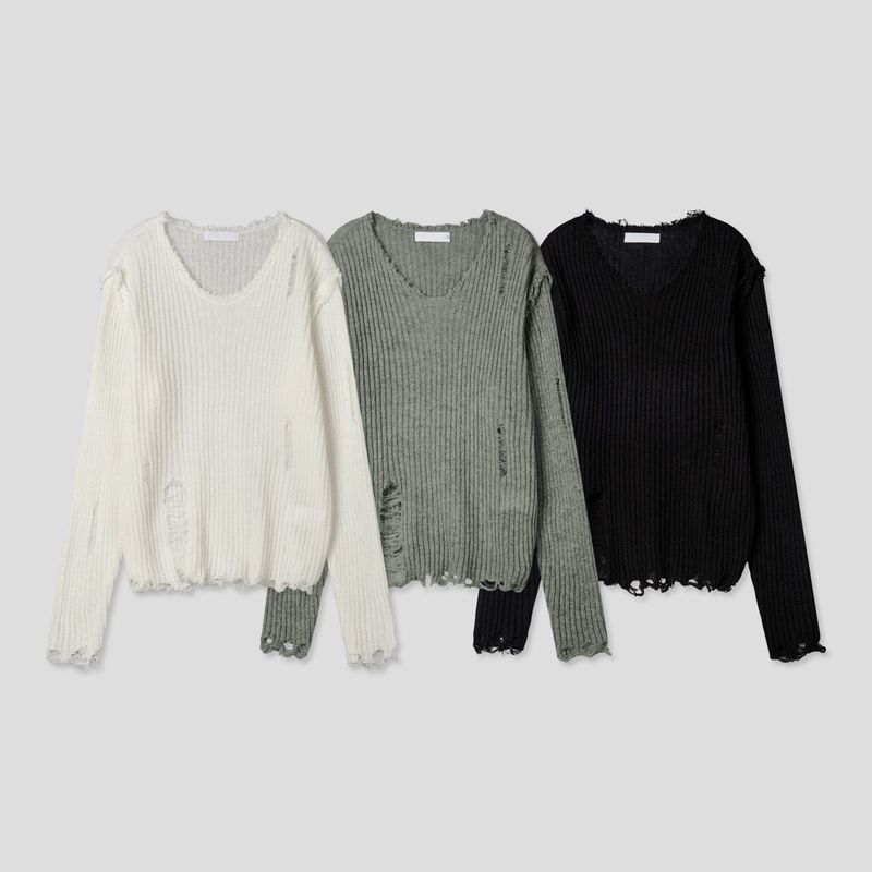 Hidden Punk Damage Knit 3C