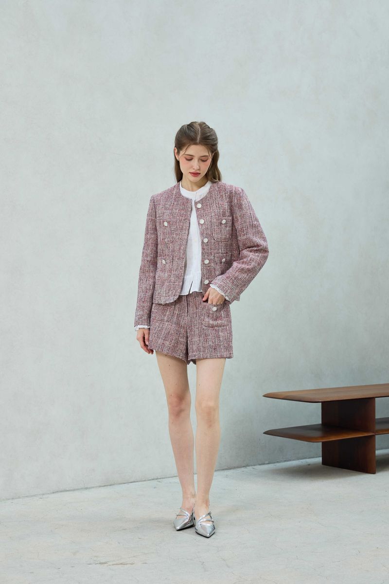 CHERISH TWEED SHORTS PANTS / RED