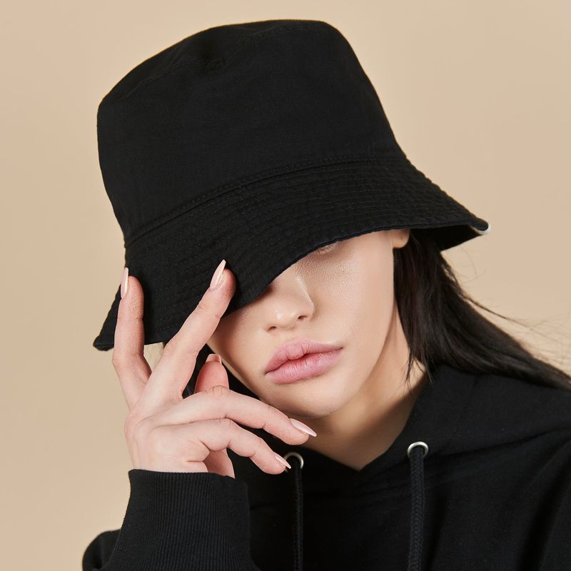 Monogram Label Pigment Bucket Hat Black