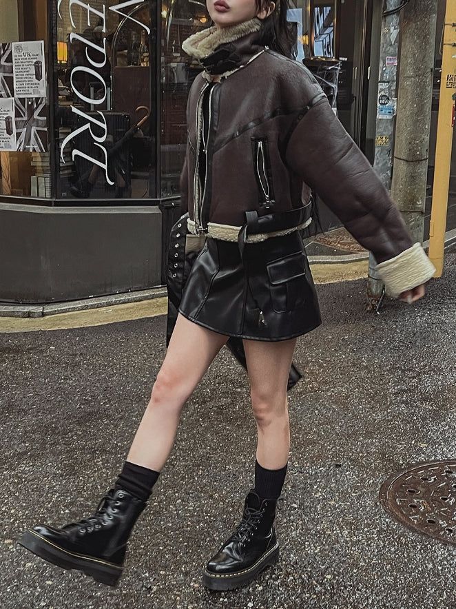 Hayes Leather Pocket Flare Skirt