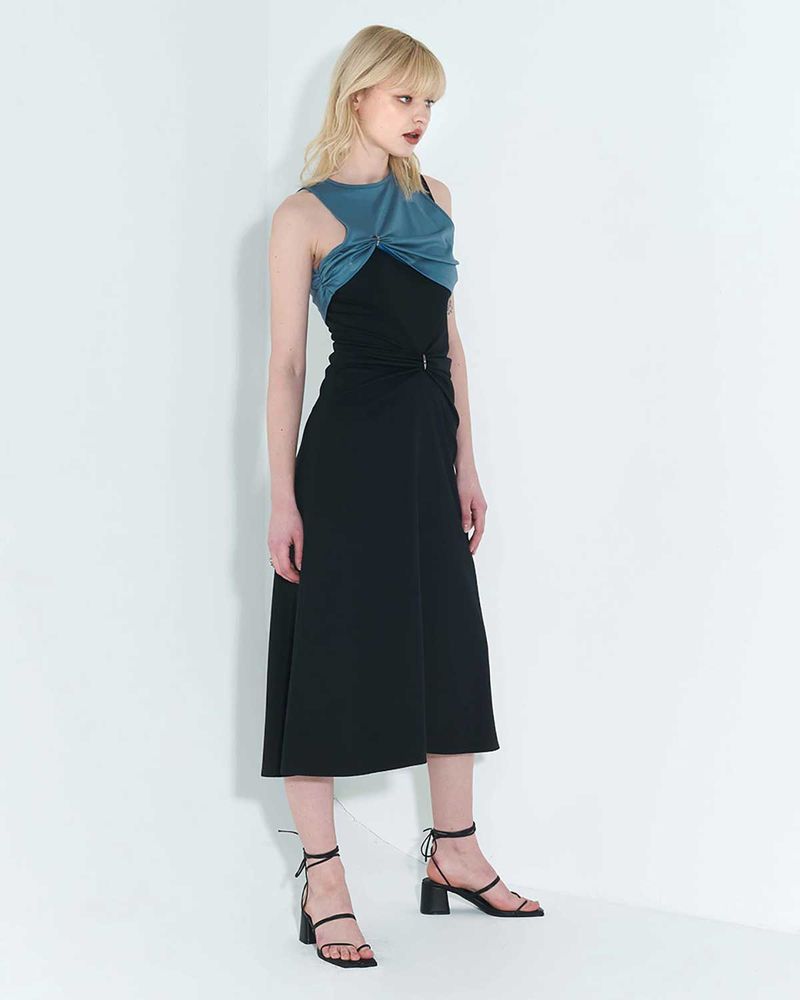 Chain Link Layered Dress _ Teal