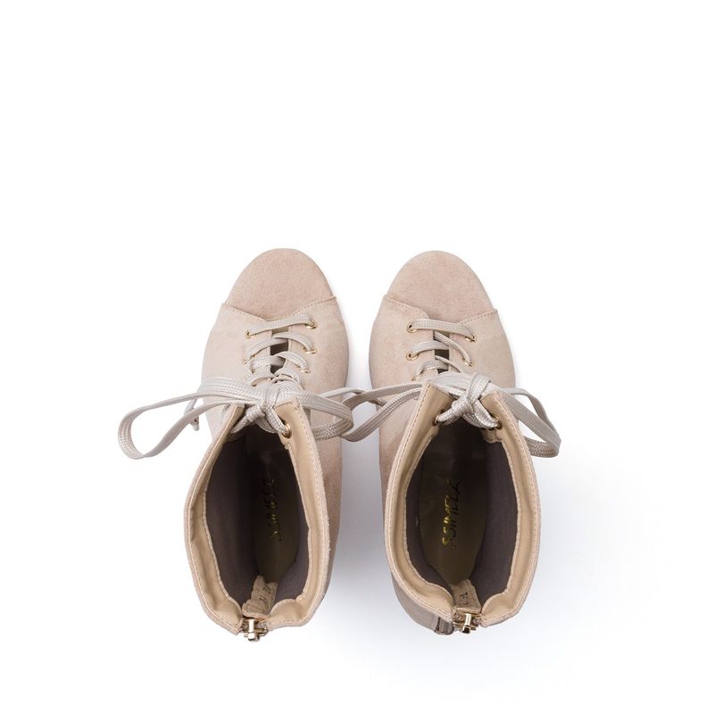 Suede Lace-Up Open Toe Heel(Beige)