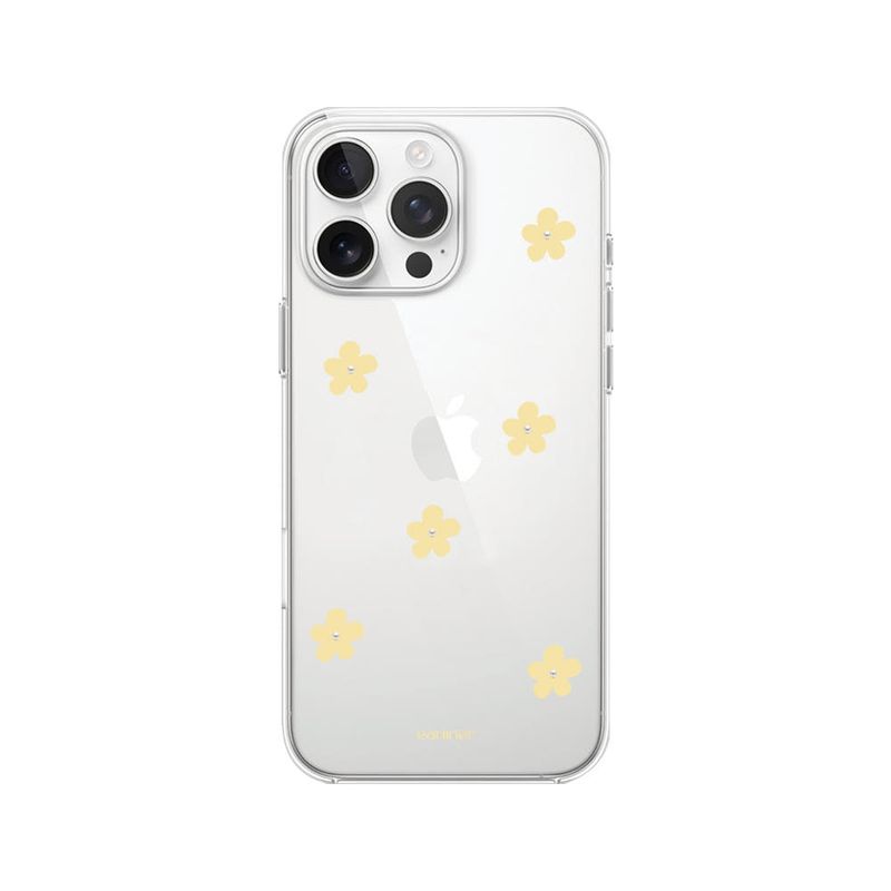 [handmade] yellow flower pearl pattern jelly hard case