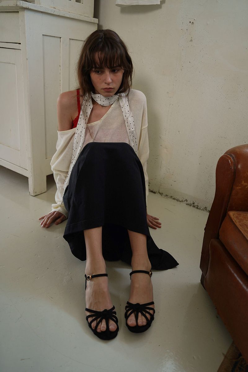 Corsage strap sandal_black