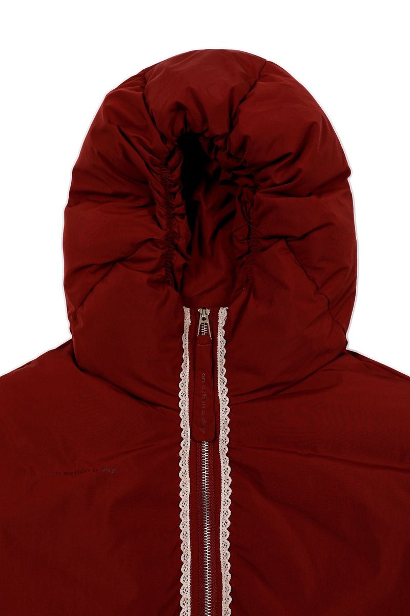 Shirring Hood Padding Jacket [Redwine]