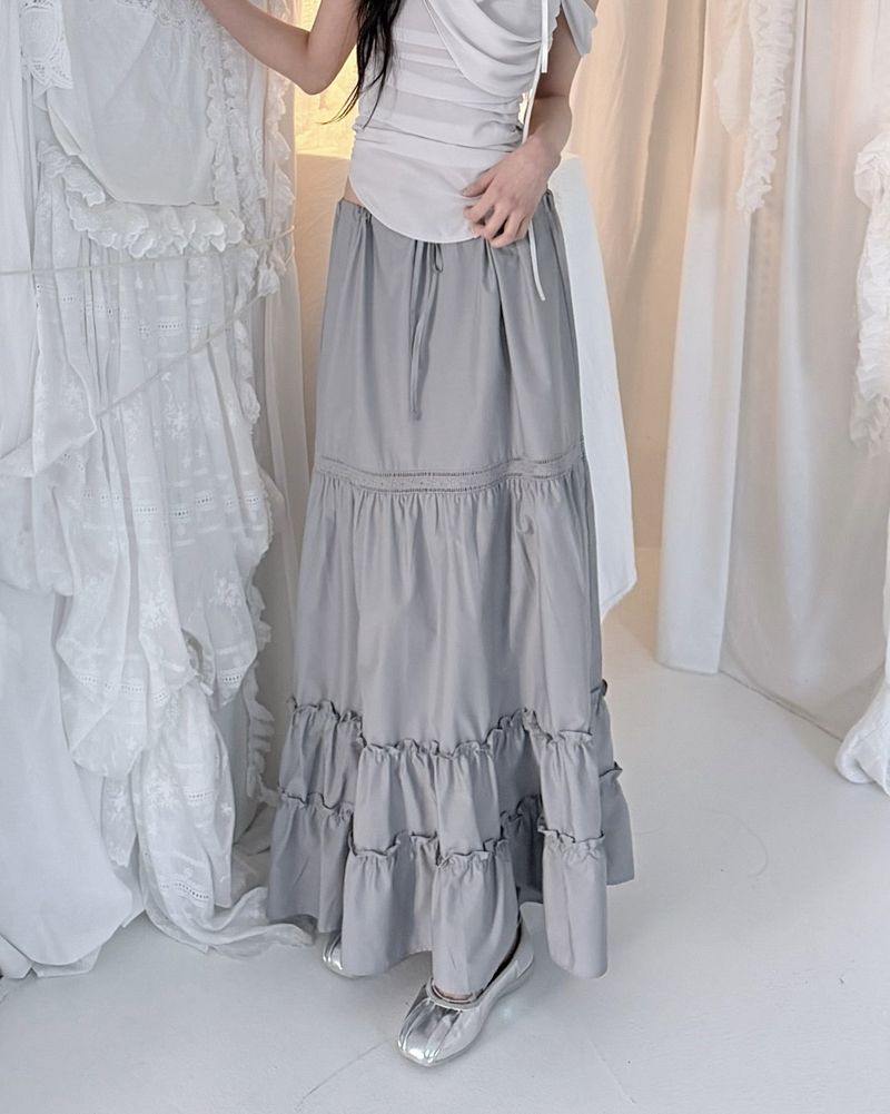 Pure Lace Frill Long Skirt