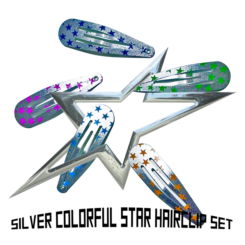 3amgang(スリーエイエムギャング)の「Silver colorful star hairclip (5color SET)(Hair Accessories)」