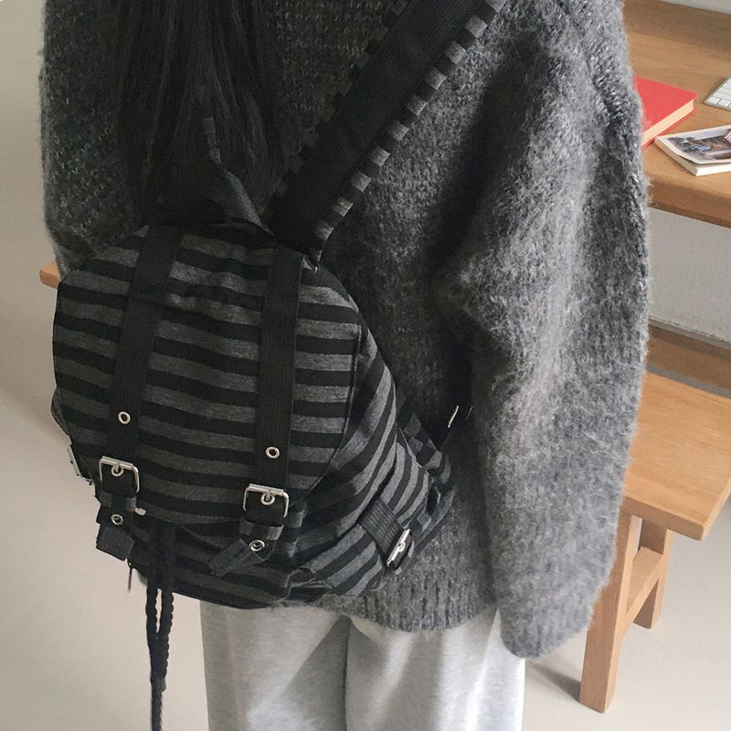 Molco Vintage Stripe Belt Pocket Backpack