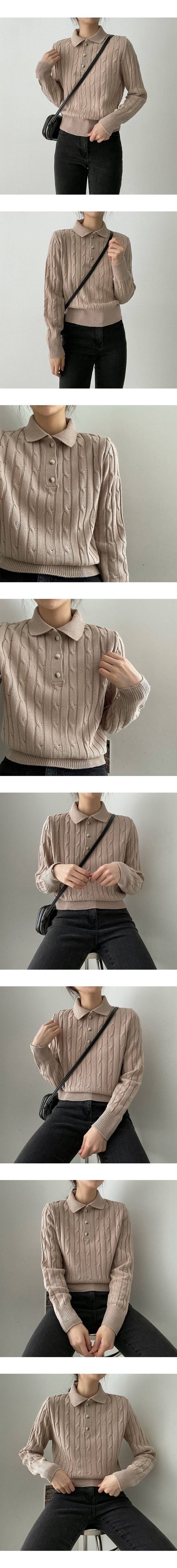 Miles Twisted Bread Button Collar Knit