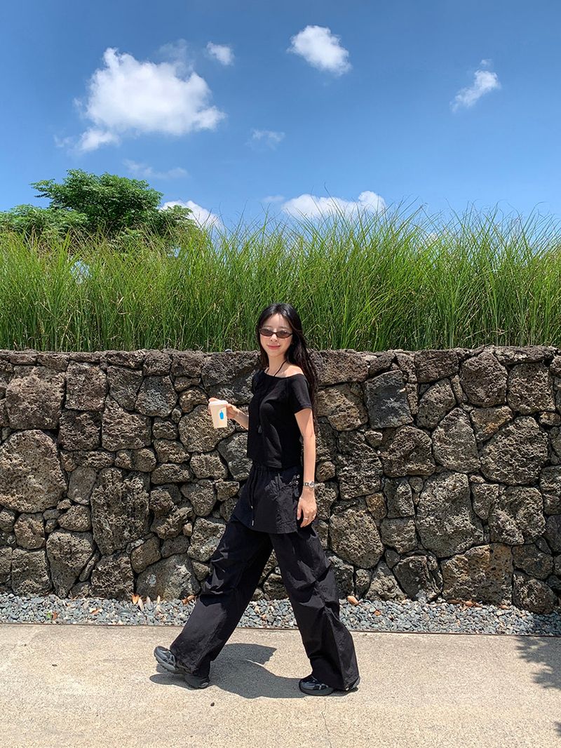 [MADE] Kaen Nylon Layered Skirt Banding Pants