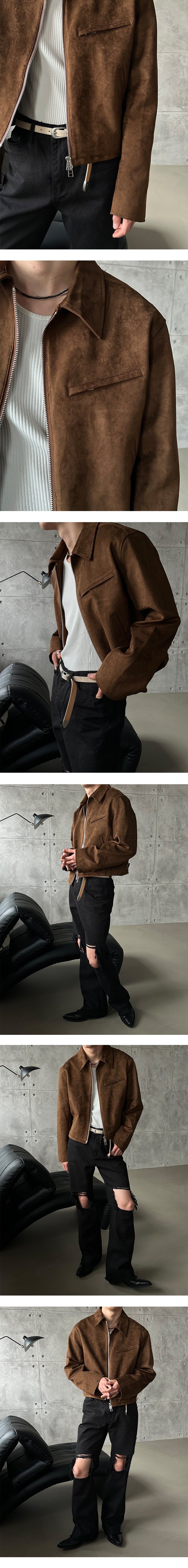 [F/W] Suede crop jacket (2color)