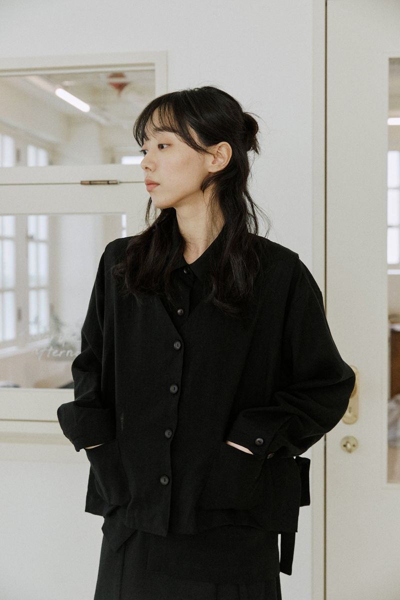 linen vest shirts black