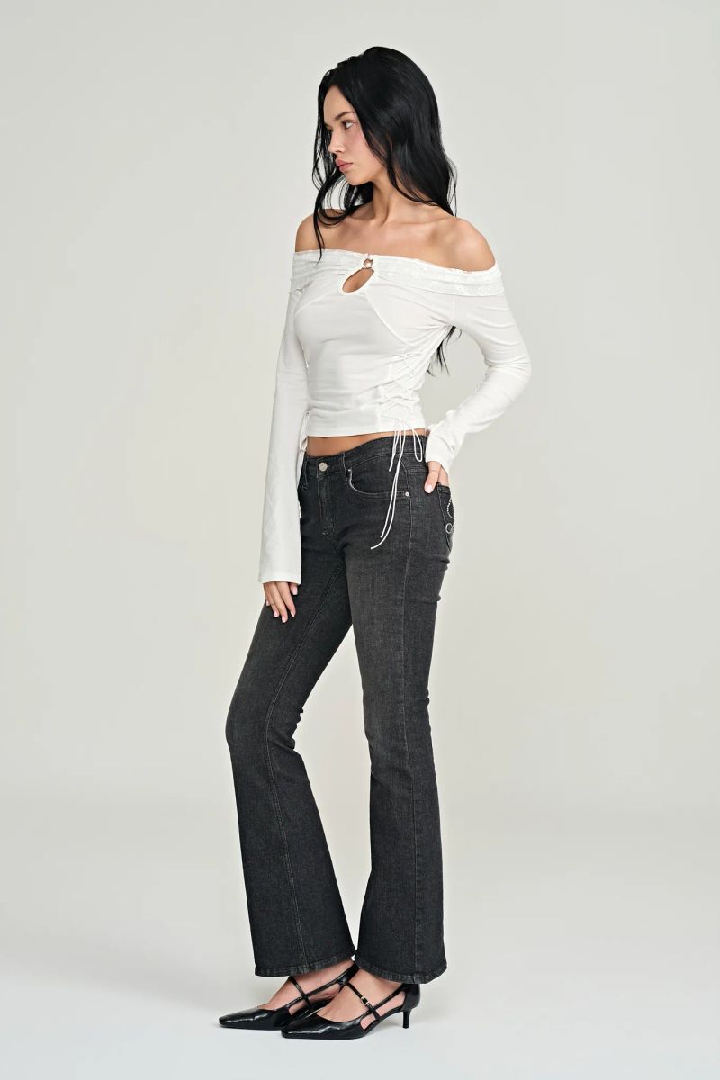 Sandy lace-up top, White