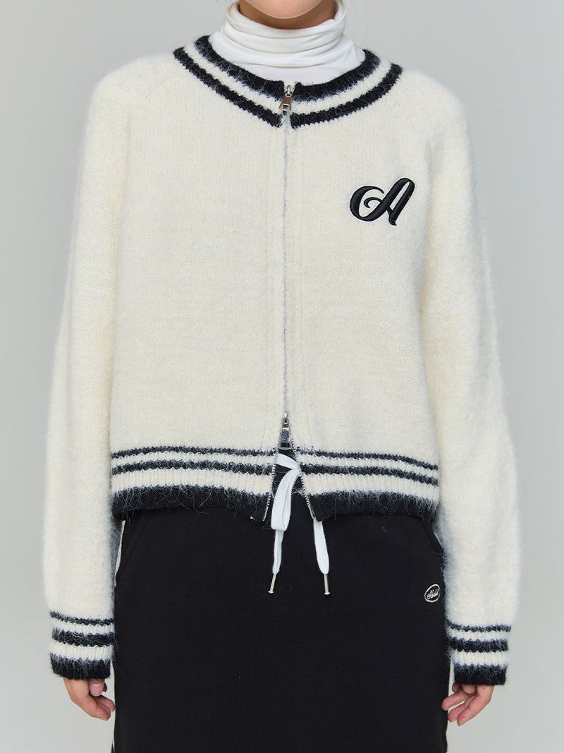TWO-WAY A EMBROIDERED CARDIGAN - IVORY