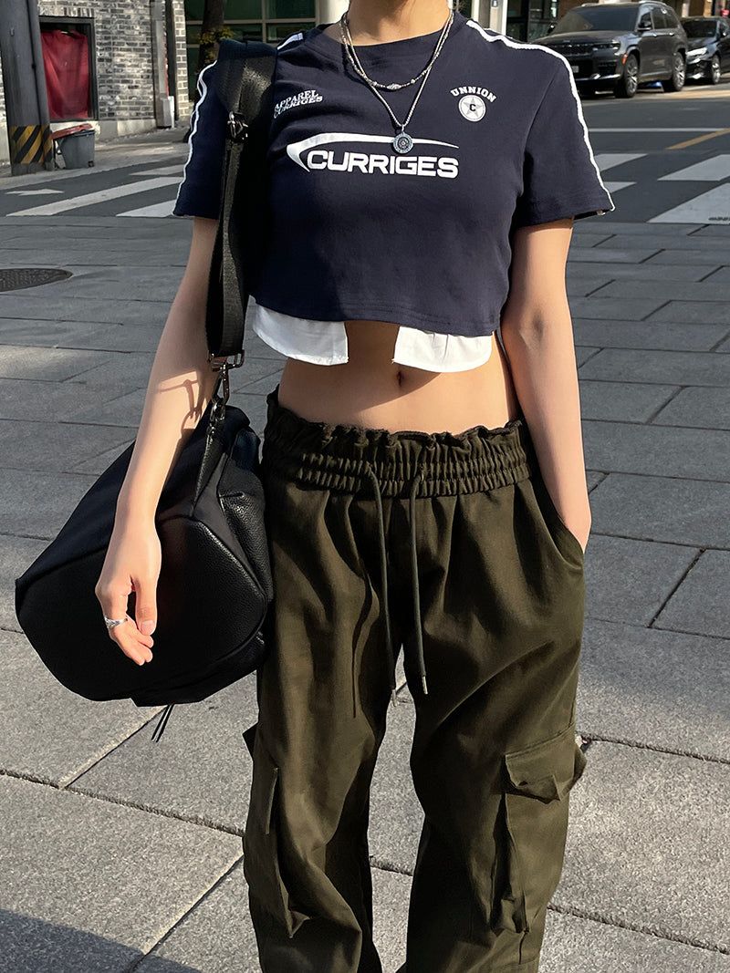 Y2k Sporty Racing Crop Tee