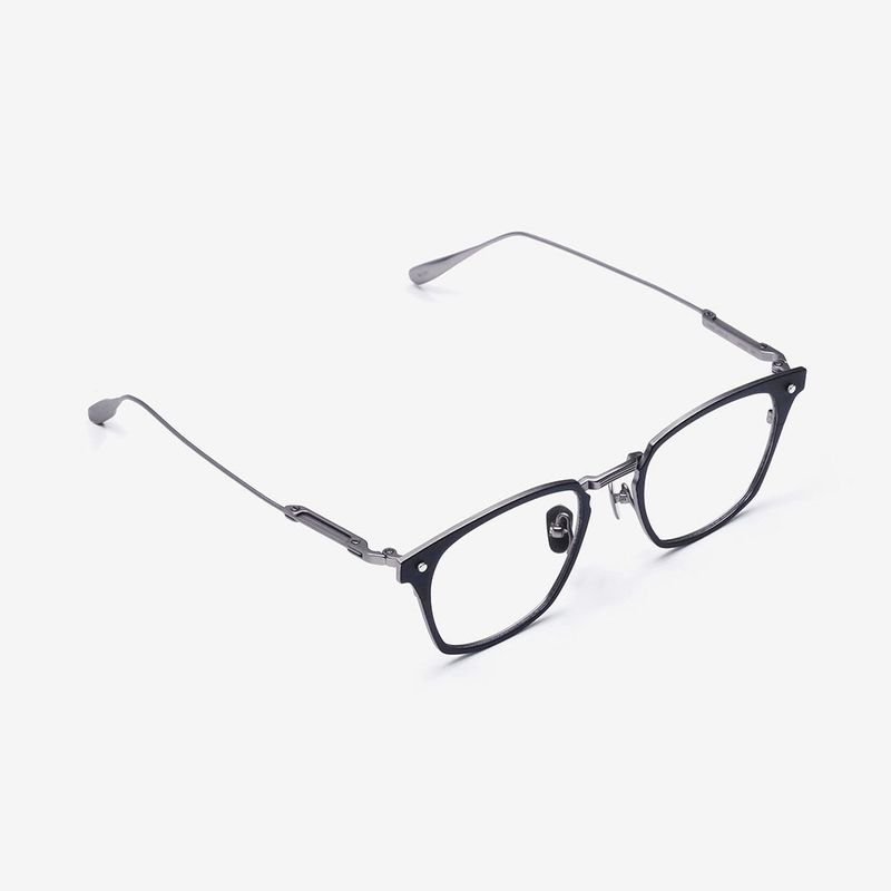Knouun Square titanium glasses CODE. 104. A Navy N Silver