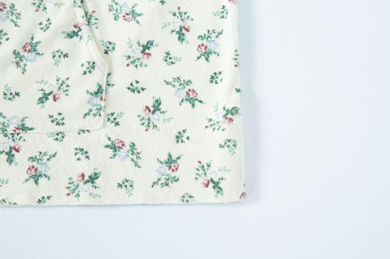 floral terry anorak cream