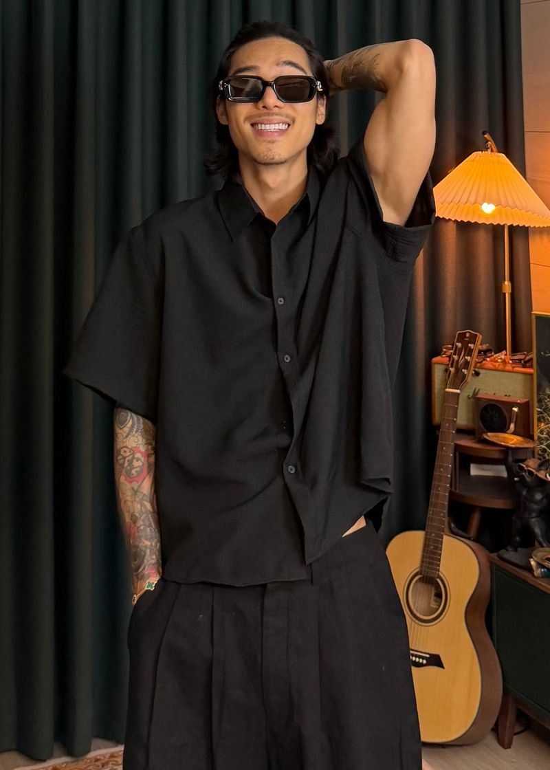 Cropped slub shirt 3COLOR