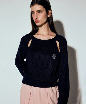 RIBBED CUT OUT KNIT_BLACK