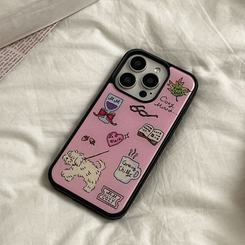 [Mademoment] cozy drawing pattern design iphone epoxy case