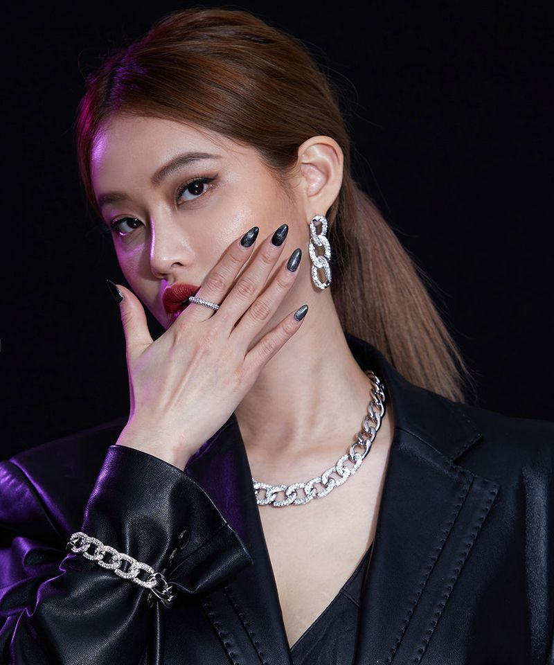 [BLACKLABELl]PONDEL cubic chain earring