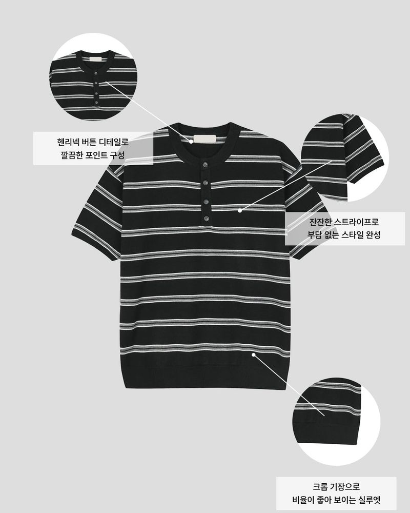 Diron Striped Henley Knit