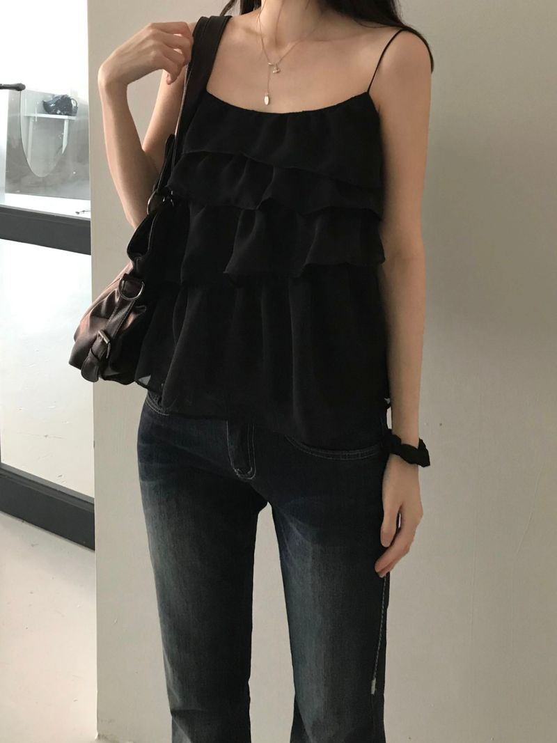 See-through frill bustier (2 colors)
