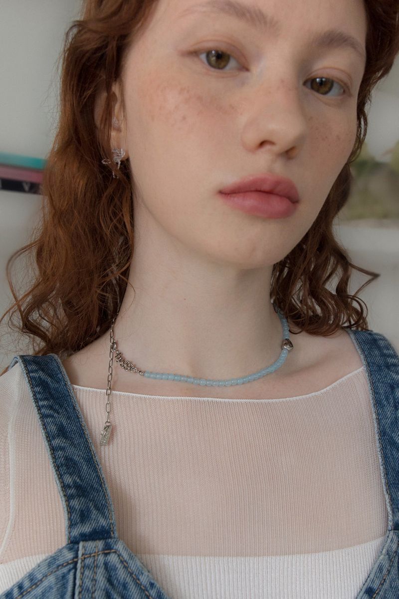 Blue soda gemstone surgical necklace