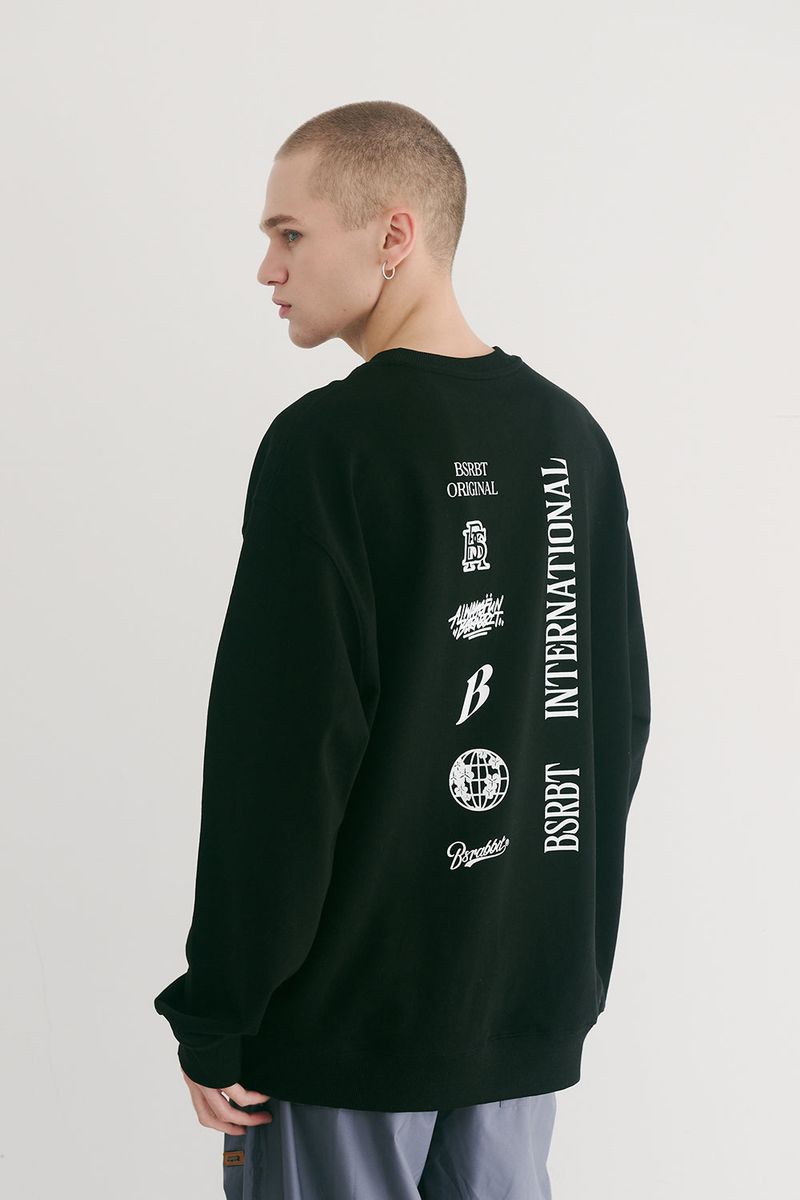 BSR2223FWPO074 MULTI LOGO CREWNECK BLACK