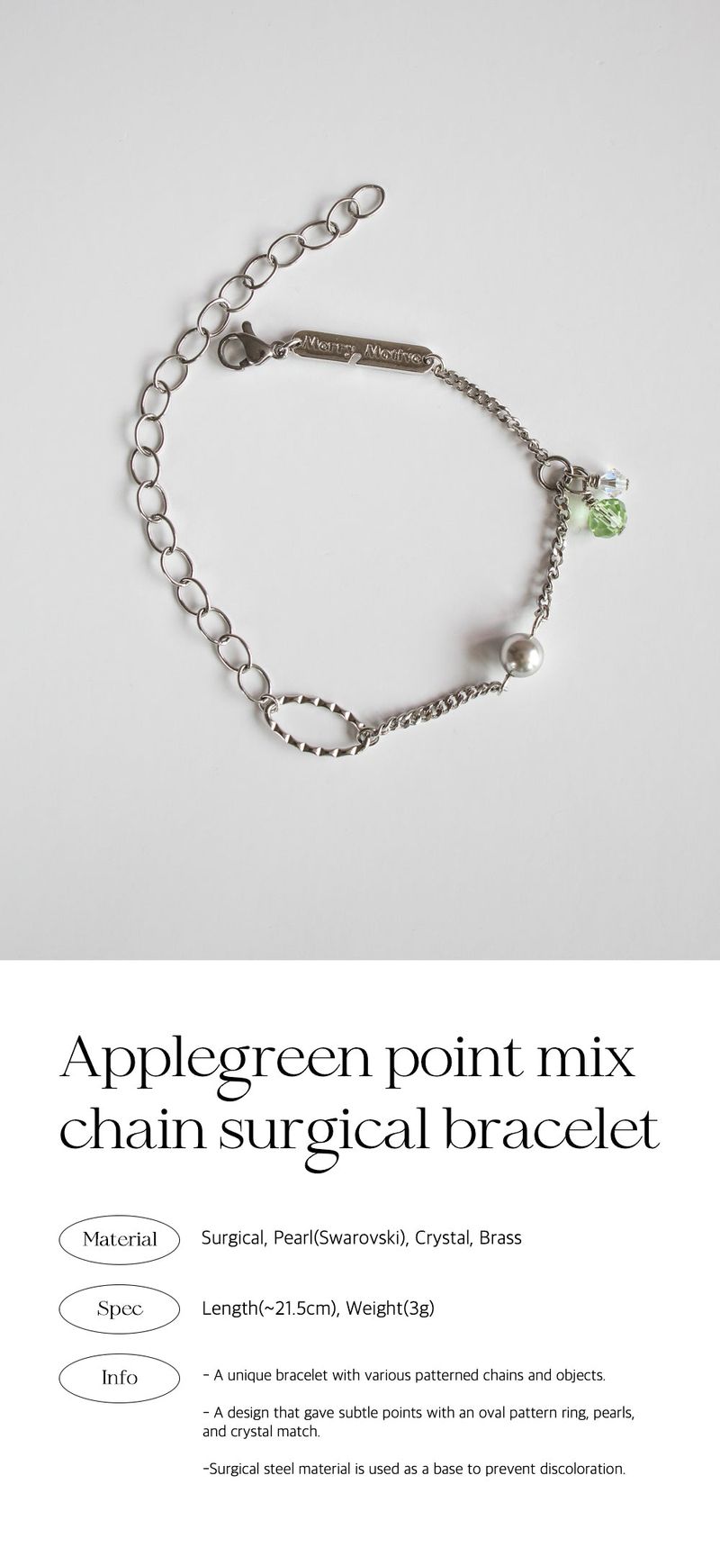 Applegreen point mix chain surgical bracelet