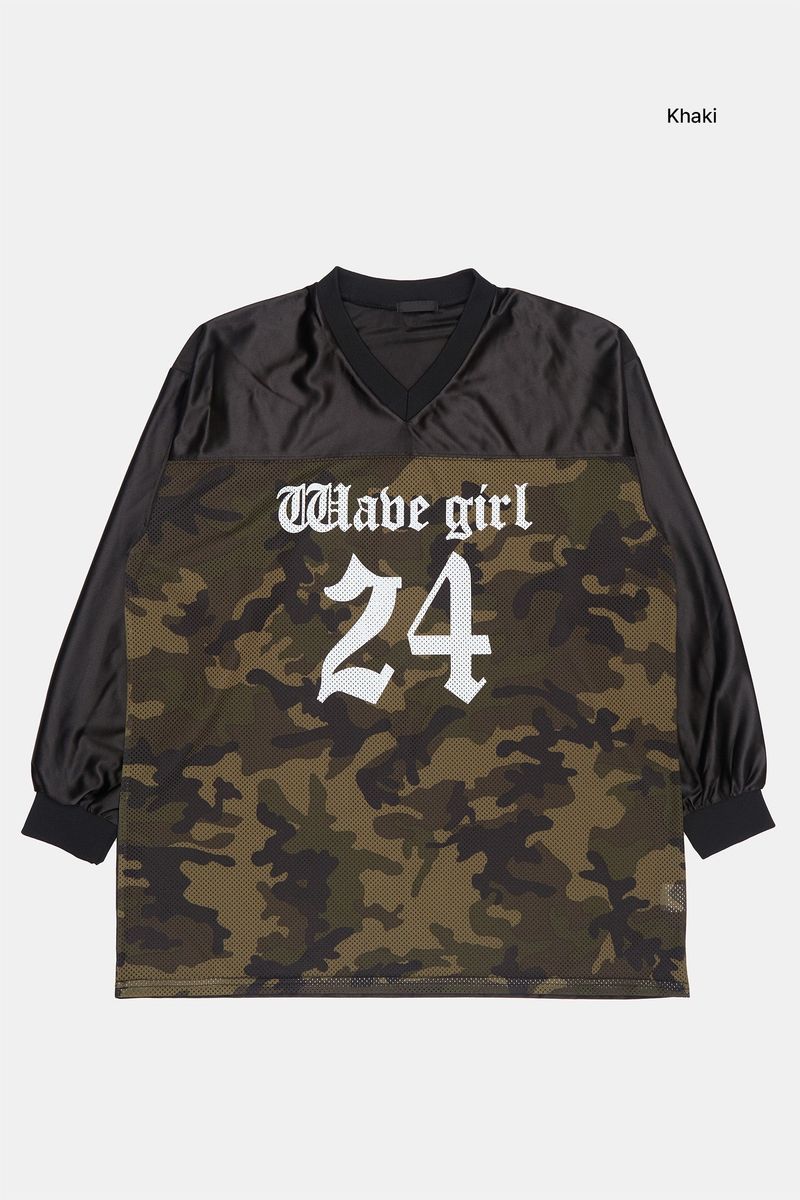 Haifa camo V-neck over T-shirt