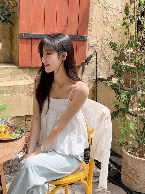 Lovely Pumpkin Sleeveless Blouse (4color) 