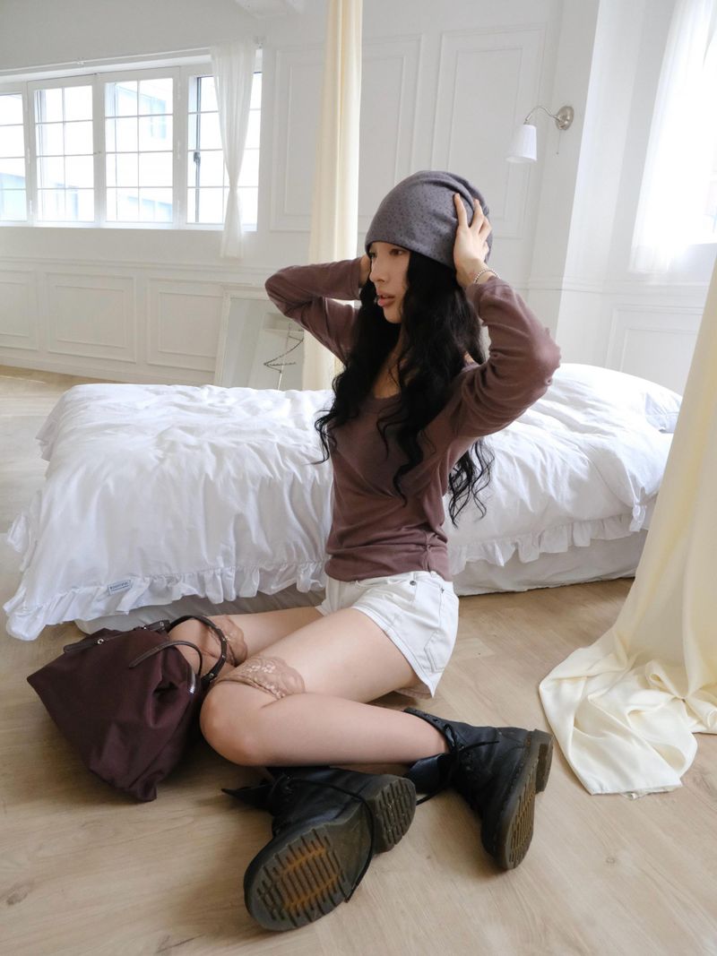 floral punching beanie