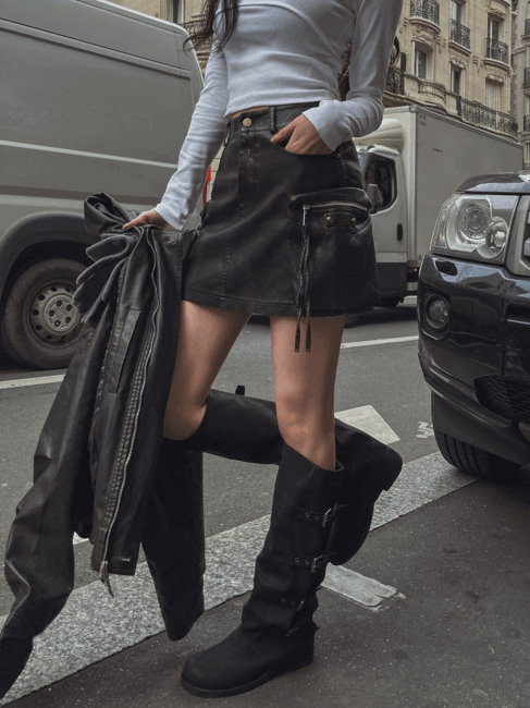 ULAN（ユレン）の「Tiny Washing Leather Skirt（Skirts）」