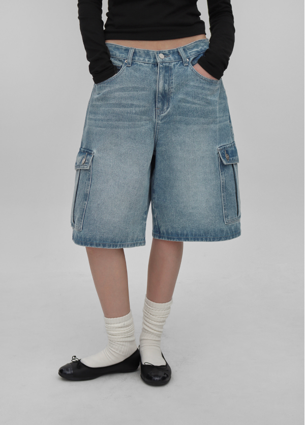 [MADE] Current Cargo Bermuda Denim Pants