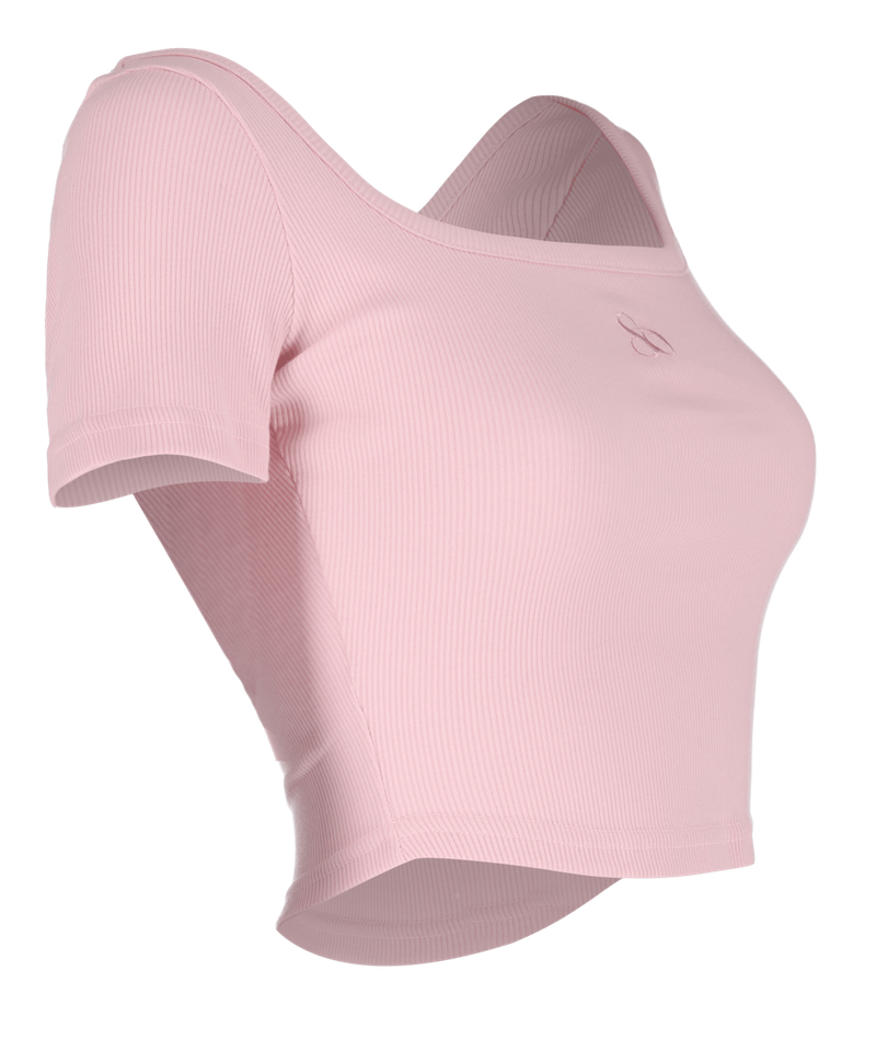  [Seow] Croped logo T-shirts, pink