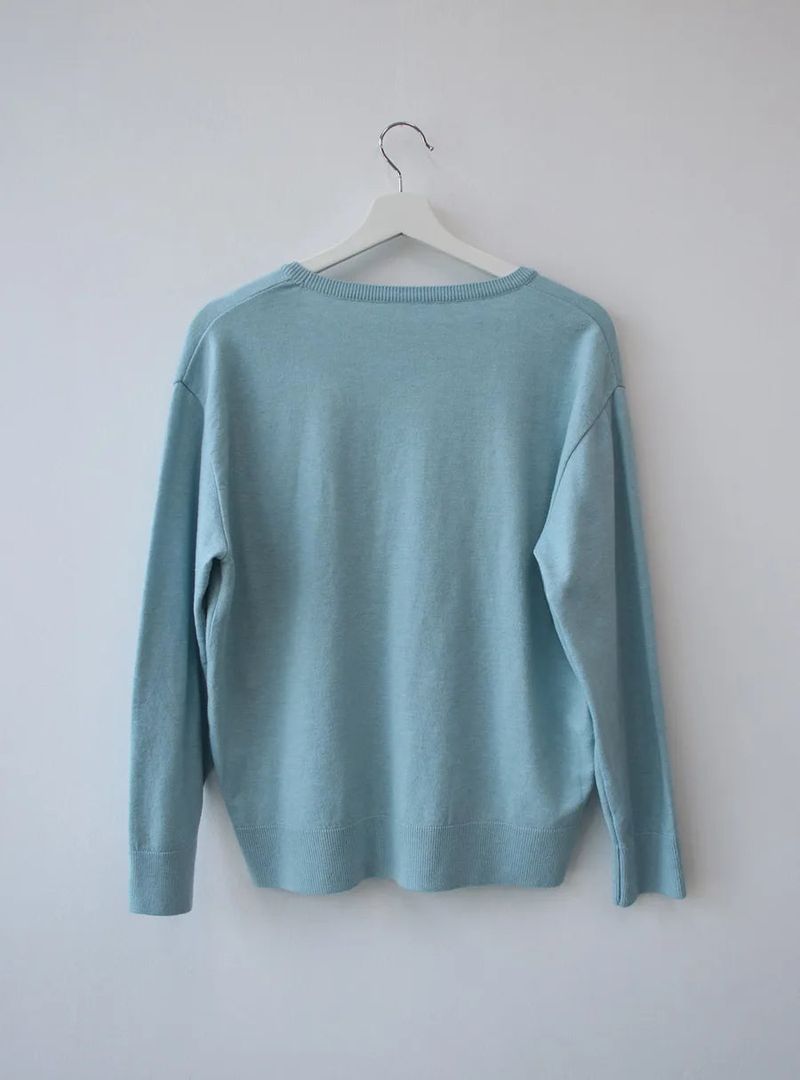 deep U-neck knit top