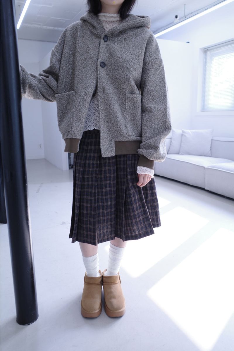Hose check pleats midi sk (2color)