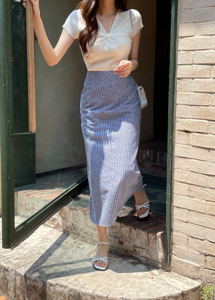 iam mari（アイアム マリ）の「Herrit Seersucker Stripe Long Skirt（Skirts）」