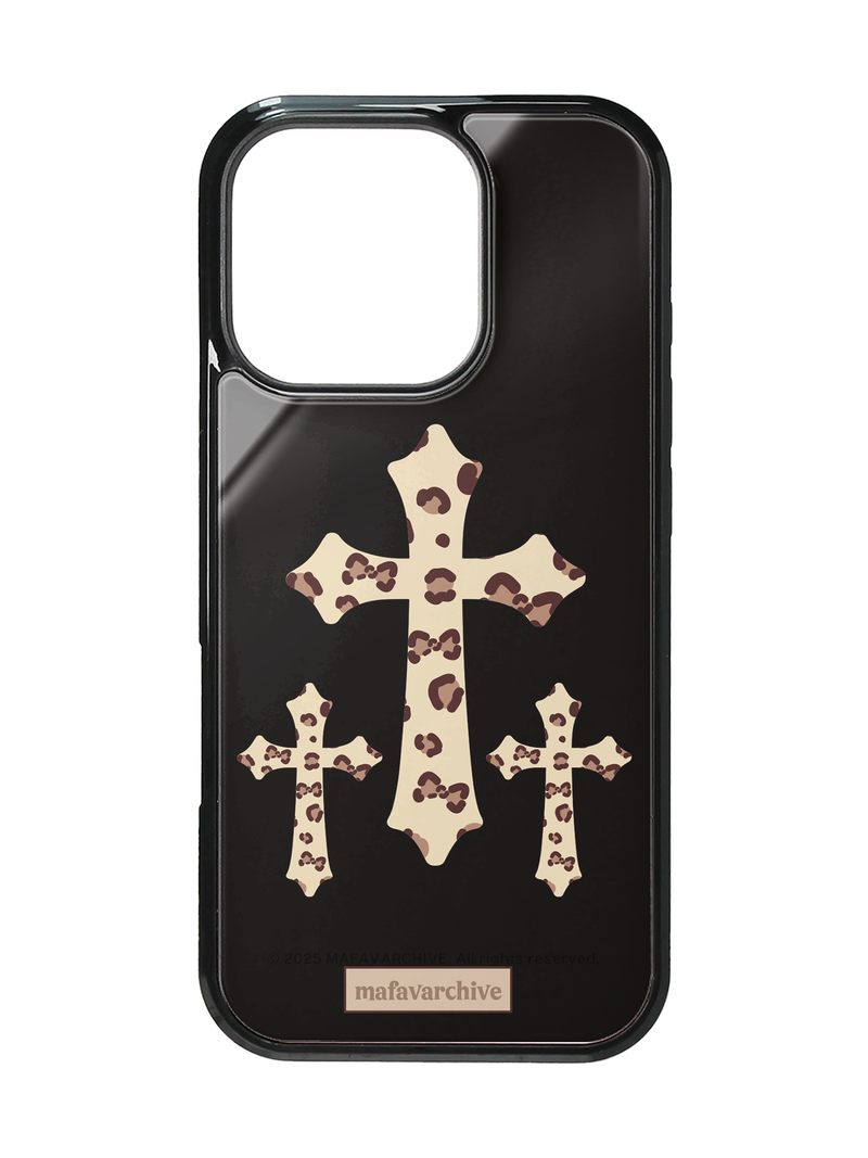 brown leopard cross glass case