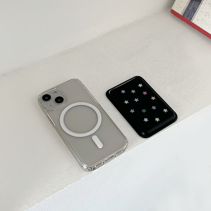 magsafe case star black leather card wallet set
