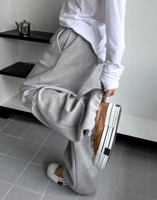 Fit double knee wide cotton training pants