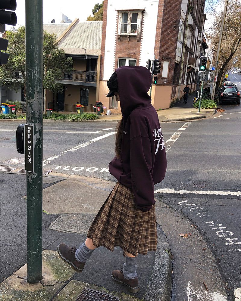 [ORIGINAL] Buckle Check Midi Pleated Skirt