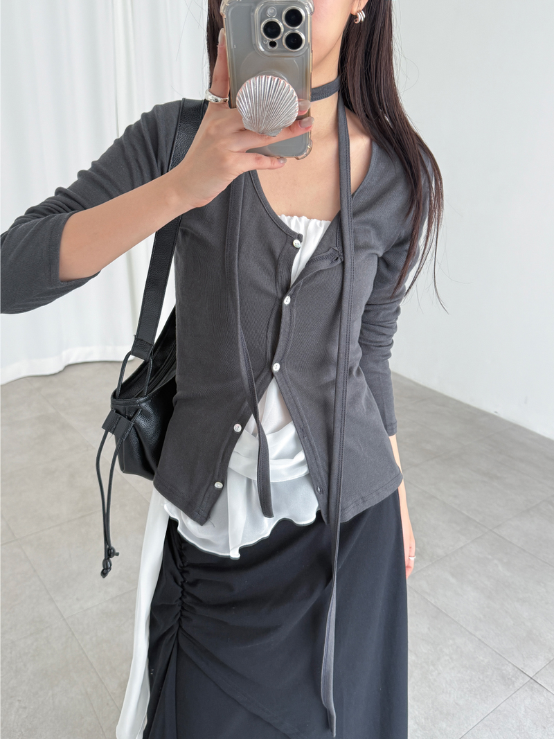 シフォンバンディングチューブトップス (3color)