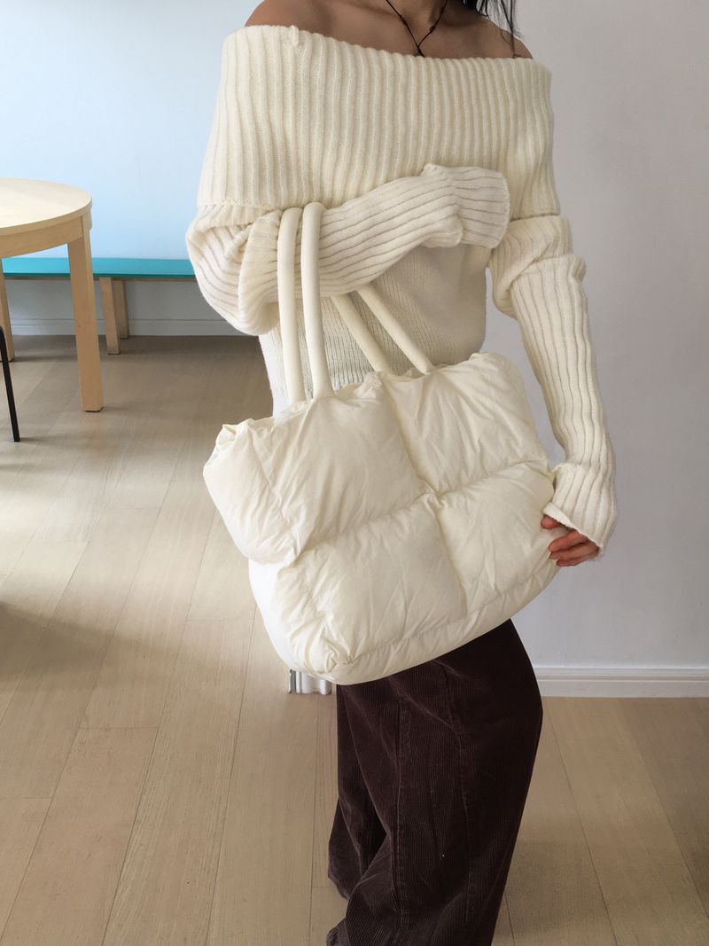 Dukan Waffle Padded Quilted Square Big Shoulder Bag