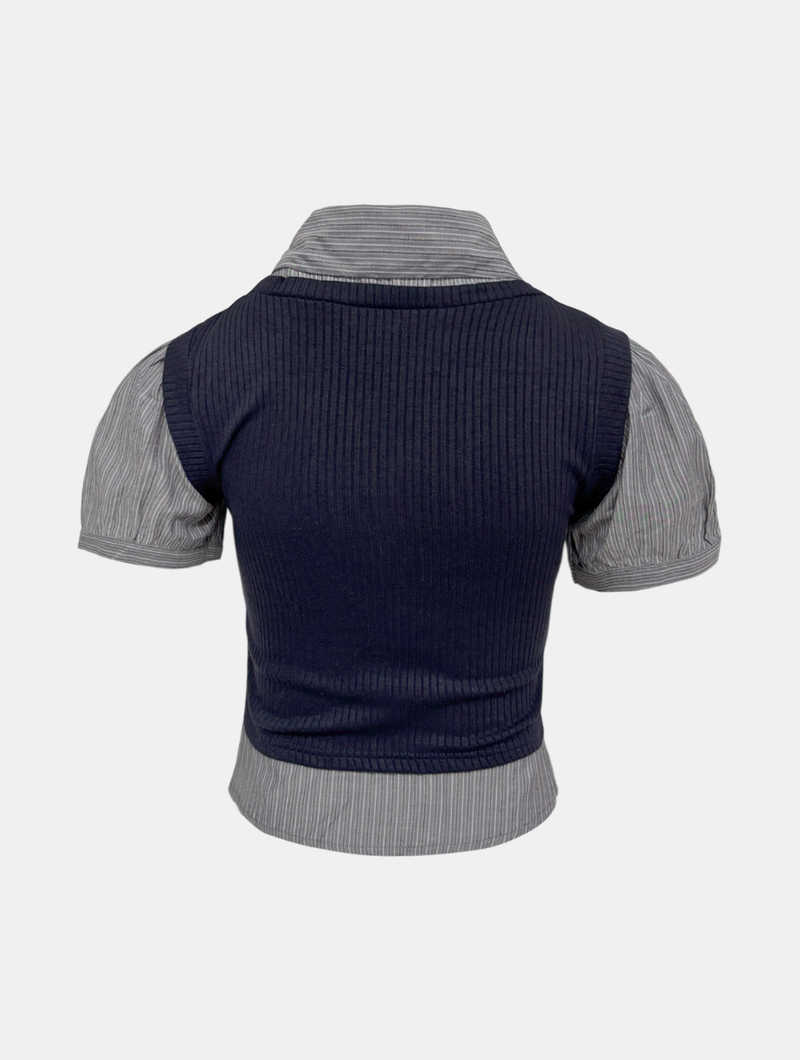 Oxford Layered Knit Shirt