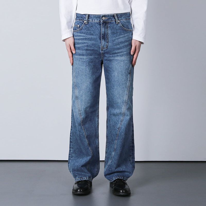 DIAGONAL ARC WASHED DENIM