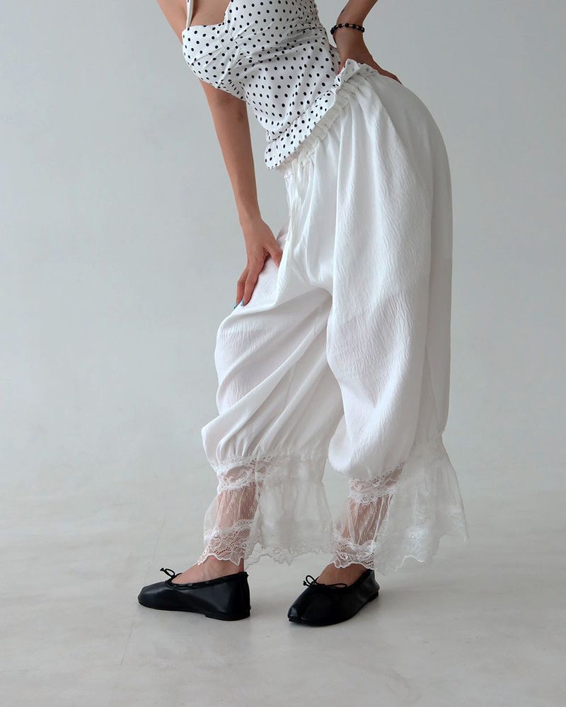 レース カプリ バルーン ワイド パンツ