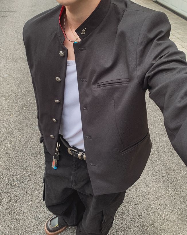 26FW★ [PLAN MADE] Kuroji Metal Gakuran Crop Jacket