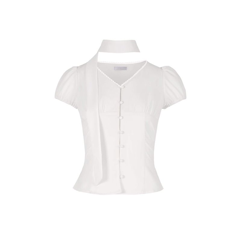 Whisfairy（ウィスフェアリー）の「Chiffon Corset Blouse - WHITE（Tops）」
